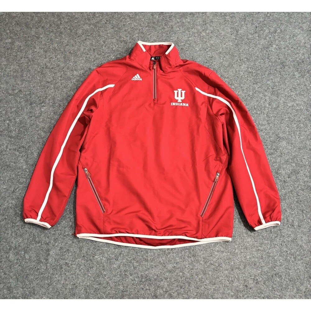 Wisconsin Badgers Jacket Mens Large 1/4 Zip Pullover Adidas Windbreaker Red